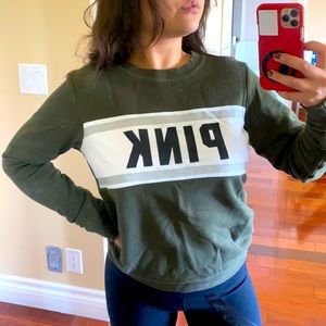 PINK Victoria’s Secret Olive Green Crew Sweater